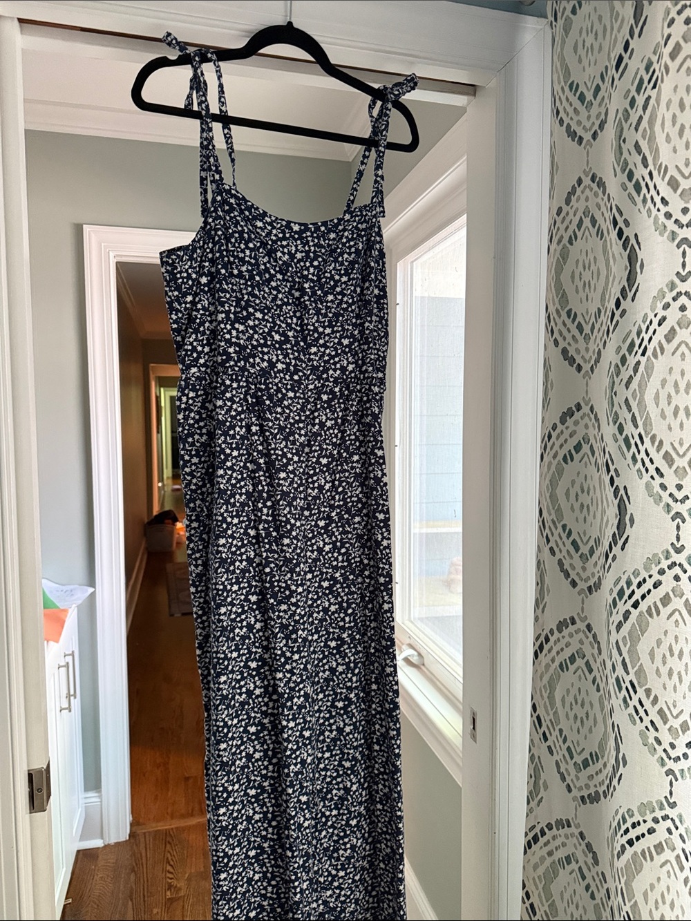 Universal Thread Navy Floral Tie-Shoulder Jumpsuit